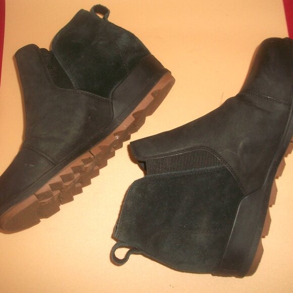 Sorel Black Suede & Leather Evie Waterproof Pull-On Boots 9.5M - Picture 6 of 8